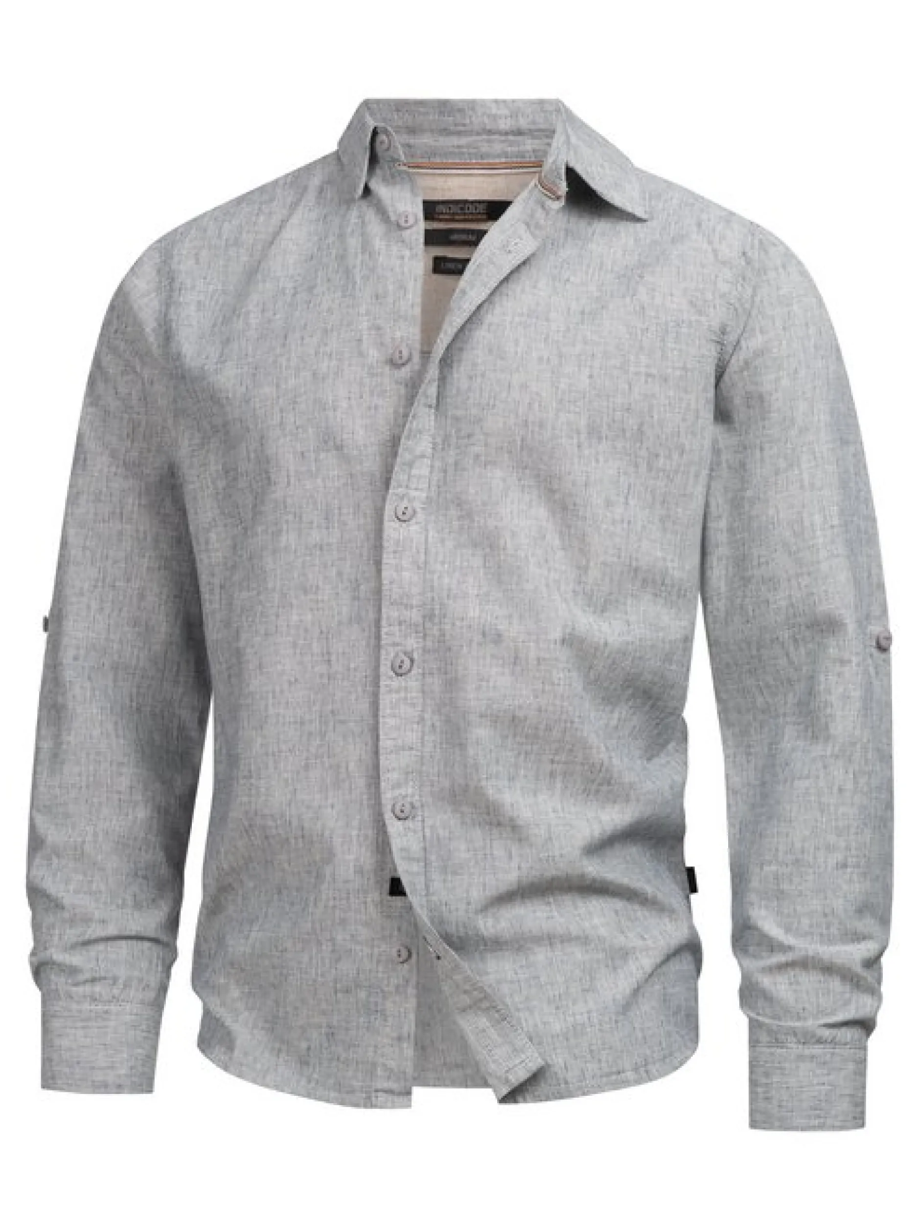 Indicode Herren Hemd Langarm - INBran in blau bleached