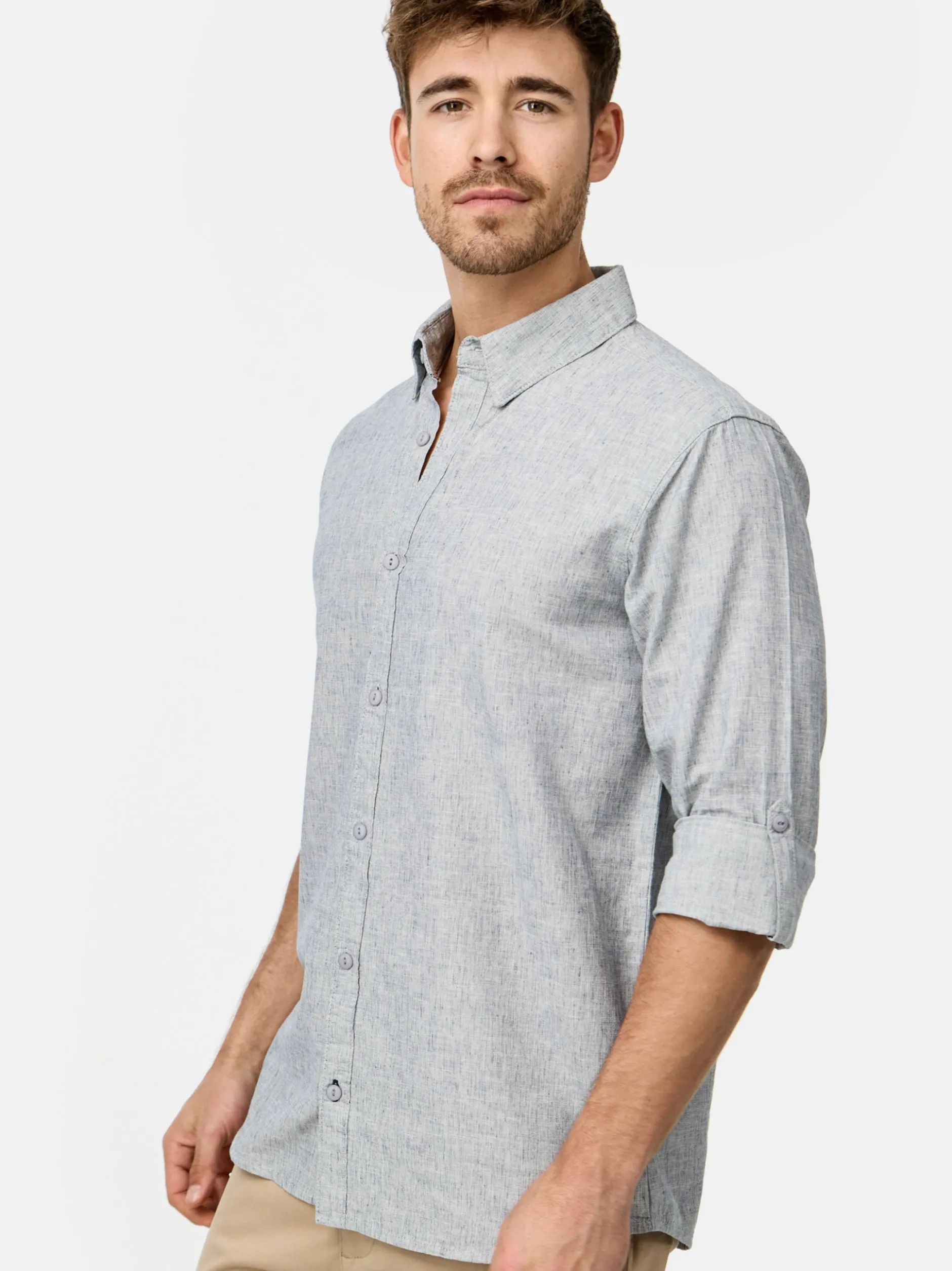 Indicode Herren Hemd Langarm - INBran in blau bleached
