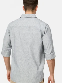 Indicode Herren Hemd Langarm - INBran in blau bleached