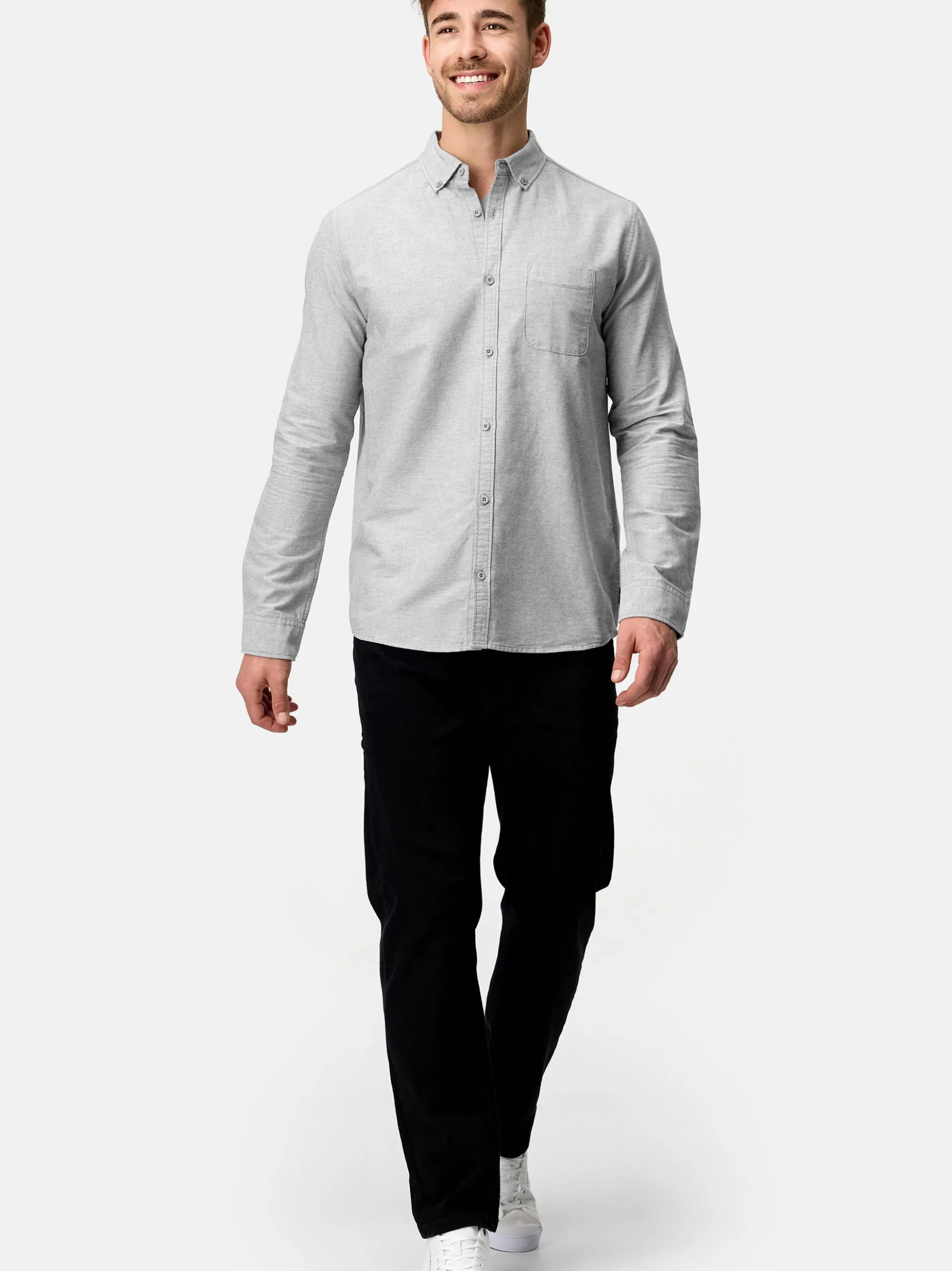 Indicode Herren Hemd Langarm - Kepner in grau