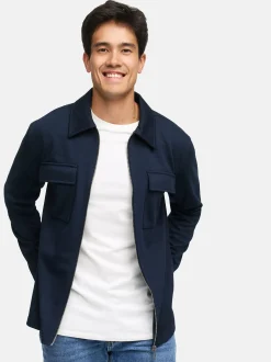 Indicode Herren Hemd Langarm - INNello Zip Shirt in blau