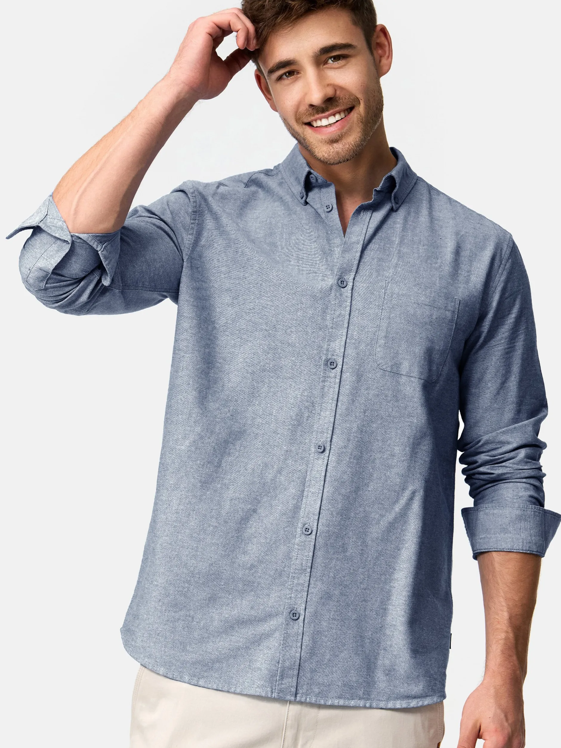 Indicode Herren Hemd Langarm - Kepner in aqua blau