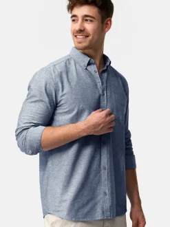 Indicode Herren Hemd Langarm - Kepner in aqua blau