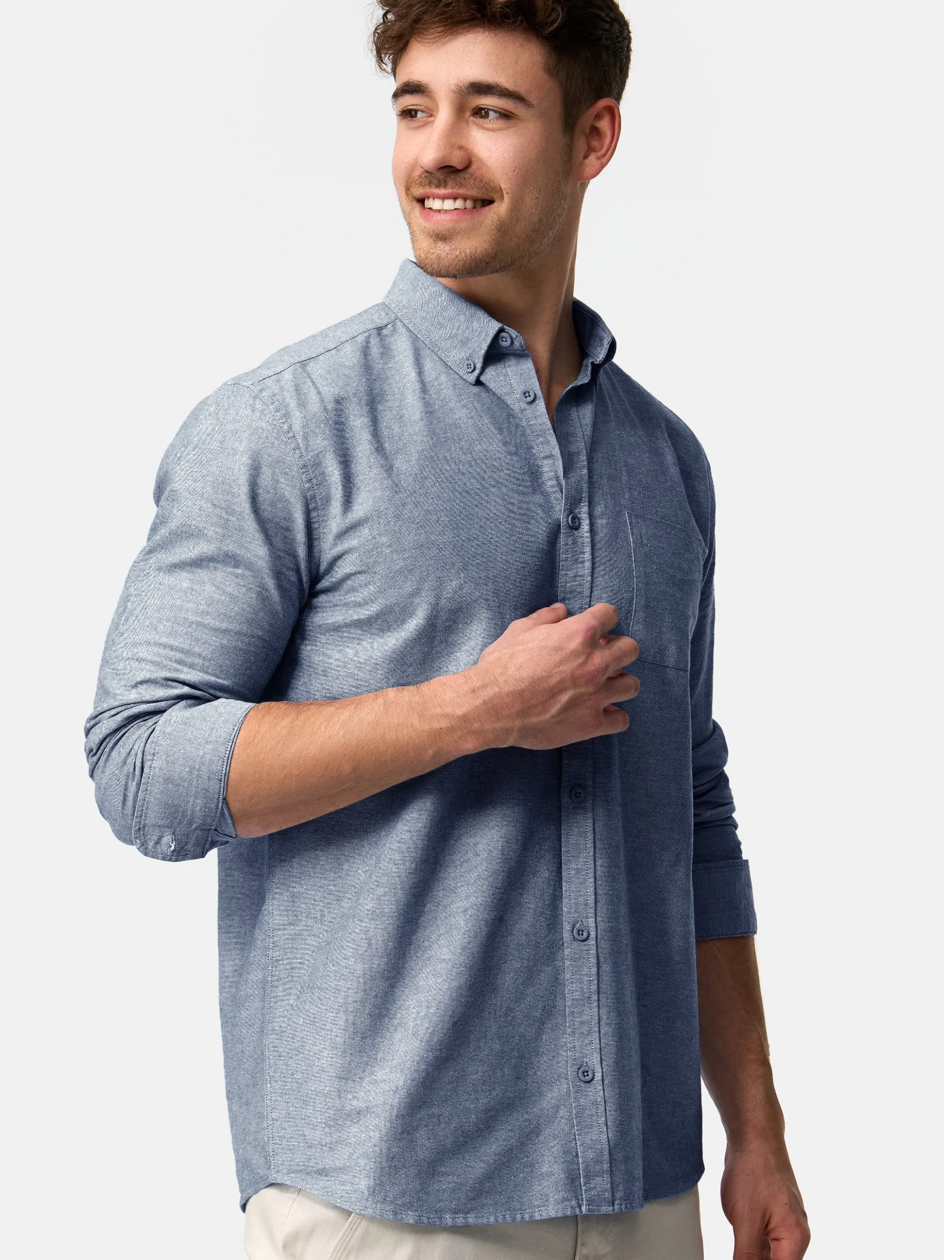 Indicode Herren Hemd Langarm - Kepner in aqua blau