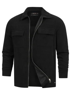 Indicode Herren Hemd Langarm - INNemoto Zip Shirt in schwarz