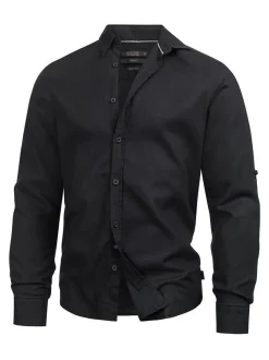 Indicode Herren Hemd Langarm - Brayden in schwarz