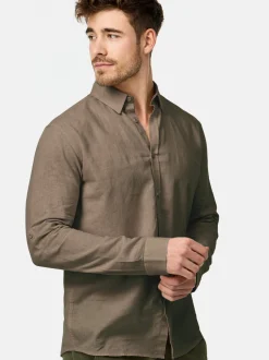 Indicode Herren Hemd Langarm - Brayden in beige sand