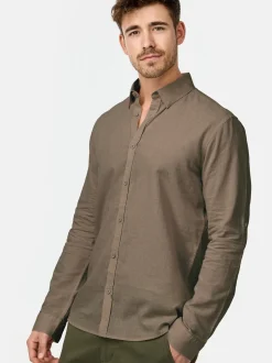 Indicode Herren Hemd Langarm - Brayden in beige sand