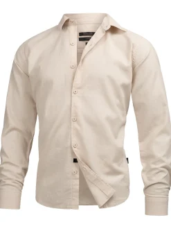 Indicode Herren Hemd Langarm - INSville in beige sand