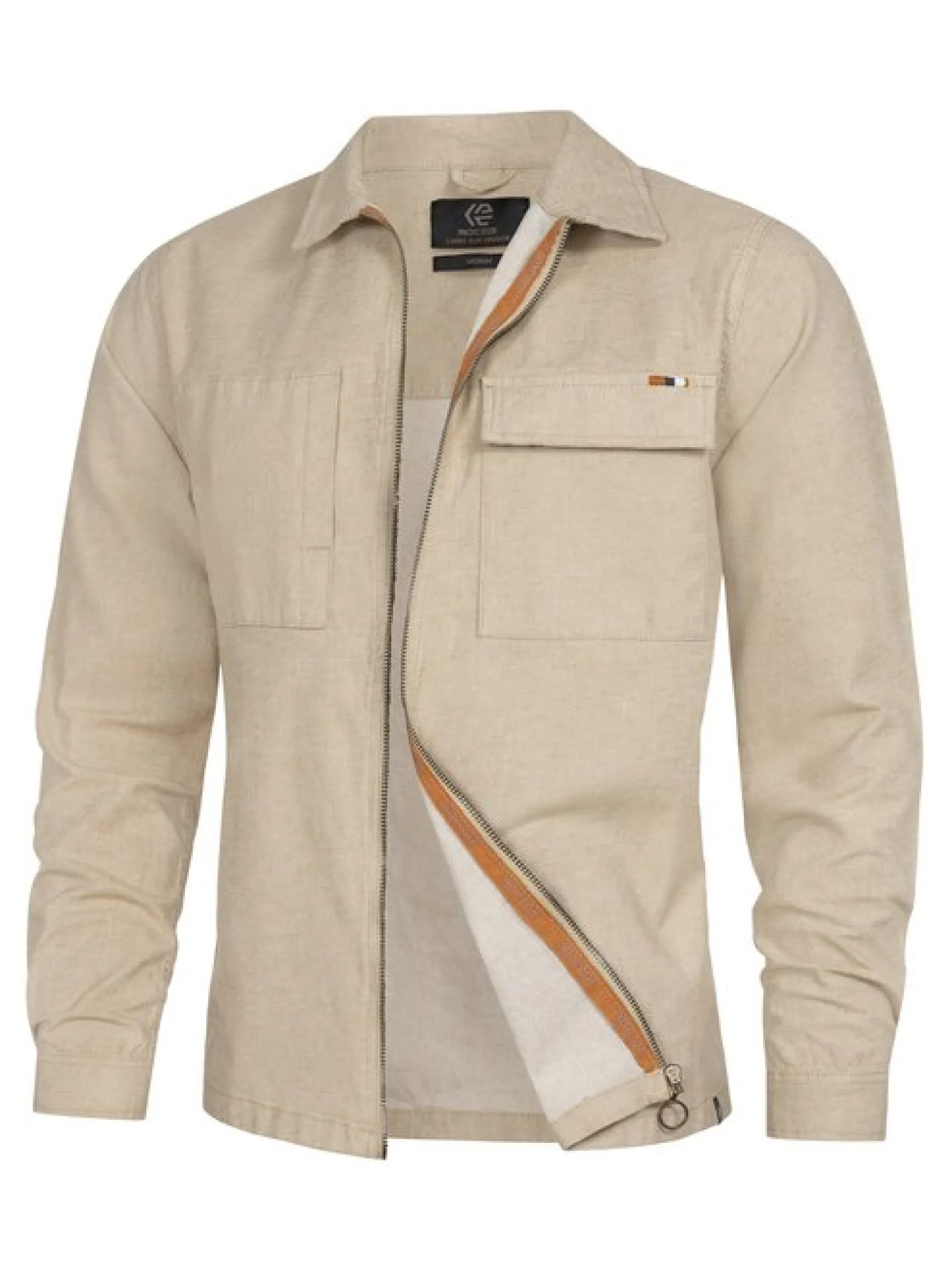 Indicode Herren Hemd Langarm - INEuron in beige sand