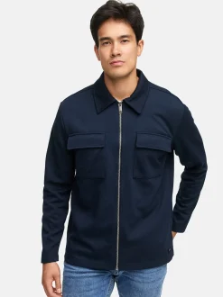 Indicode Herren Hemd Langarm - INNezzo Zip Shirt in blau