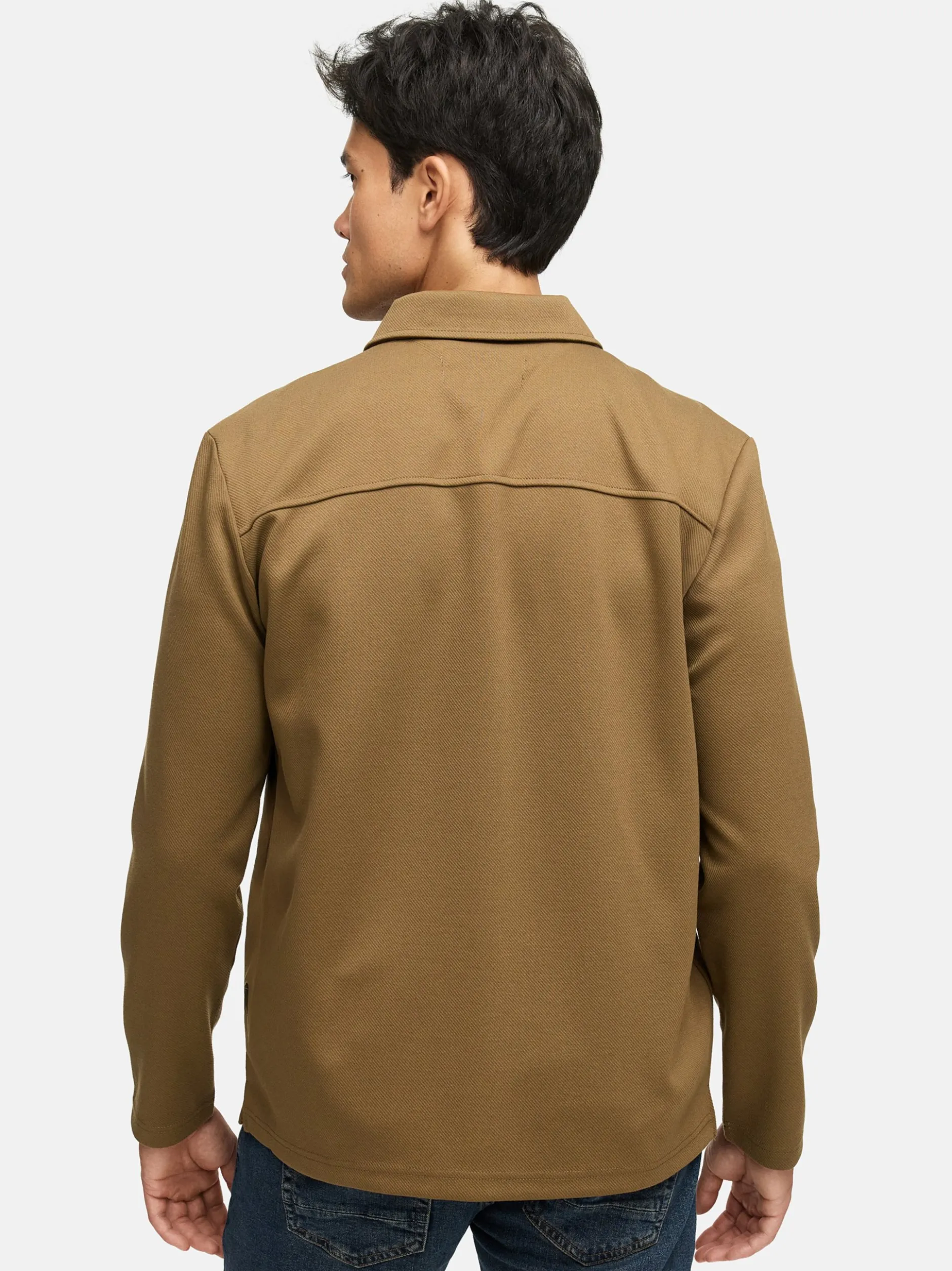 Indicode Herren Hemd Langarm - INNello Zip Shirt in oliv
