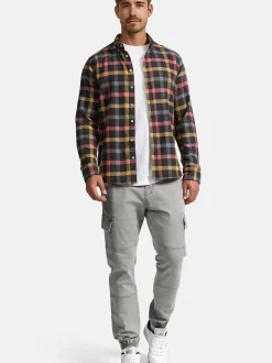 Indicode Herren Hemd Langarm - Riverside in anthrazit grau