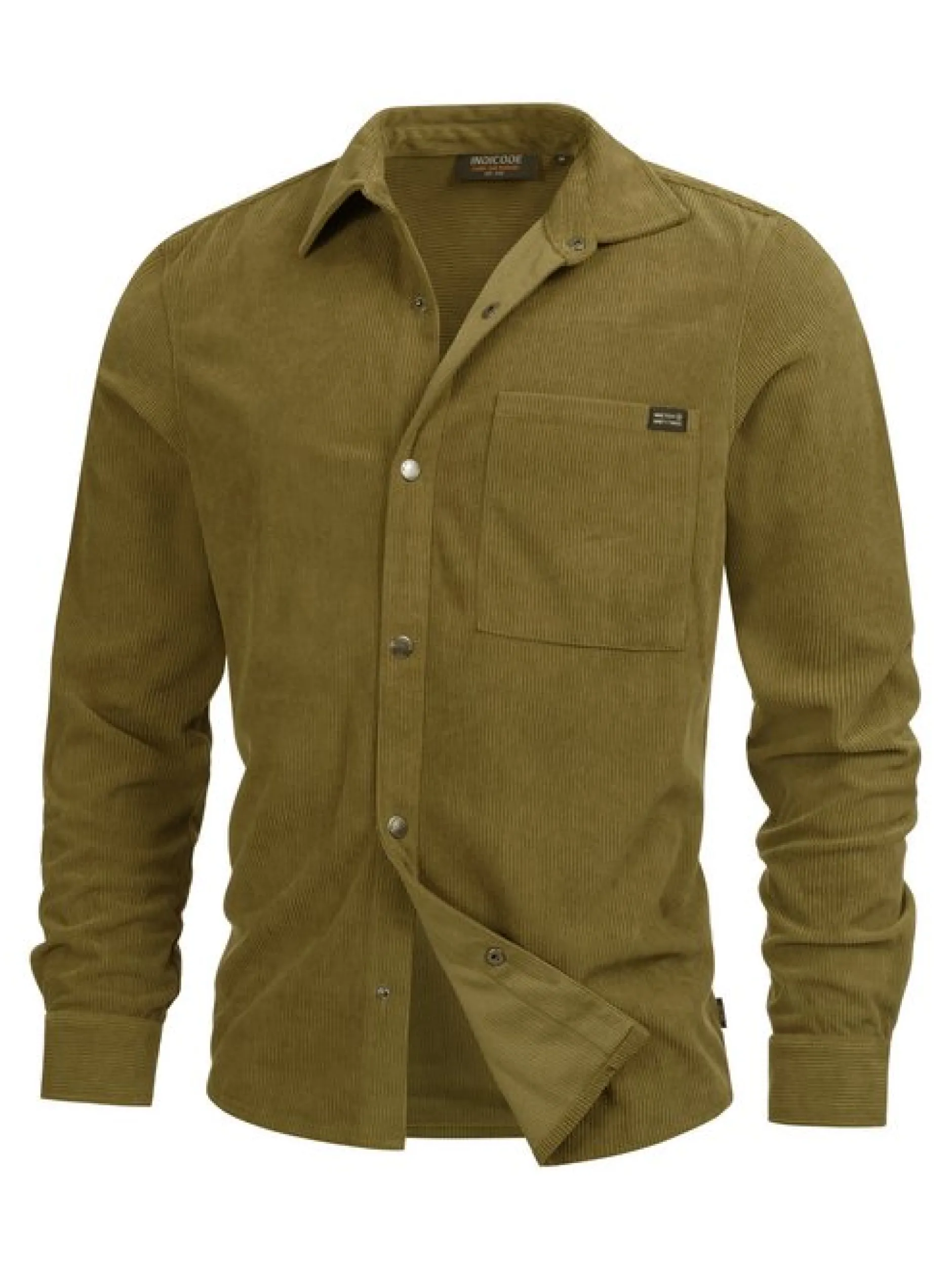 Indicode Herren Hemd Langarm - INNemoto Shirt in oliv khaki