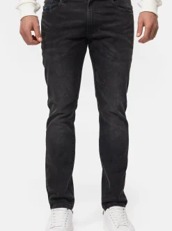 Indicode Herren Jeanshose - INCoil in schwarz fuchsia
