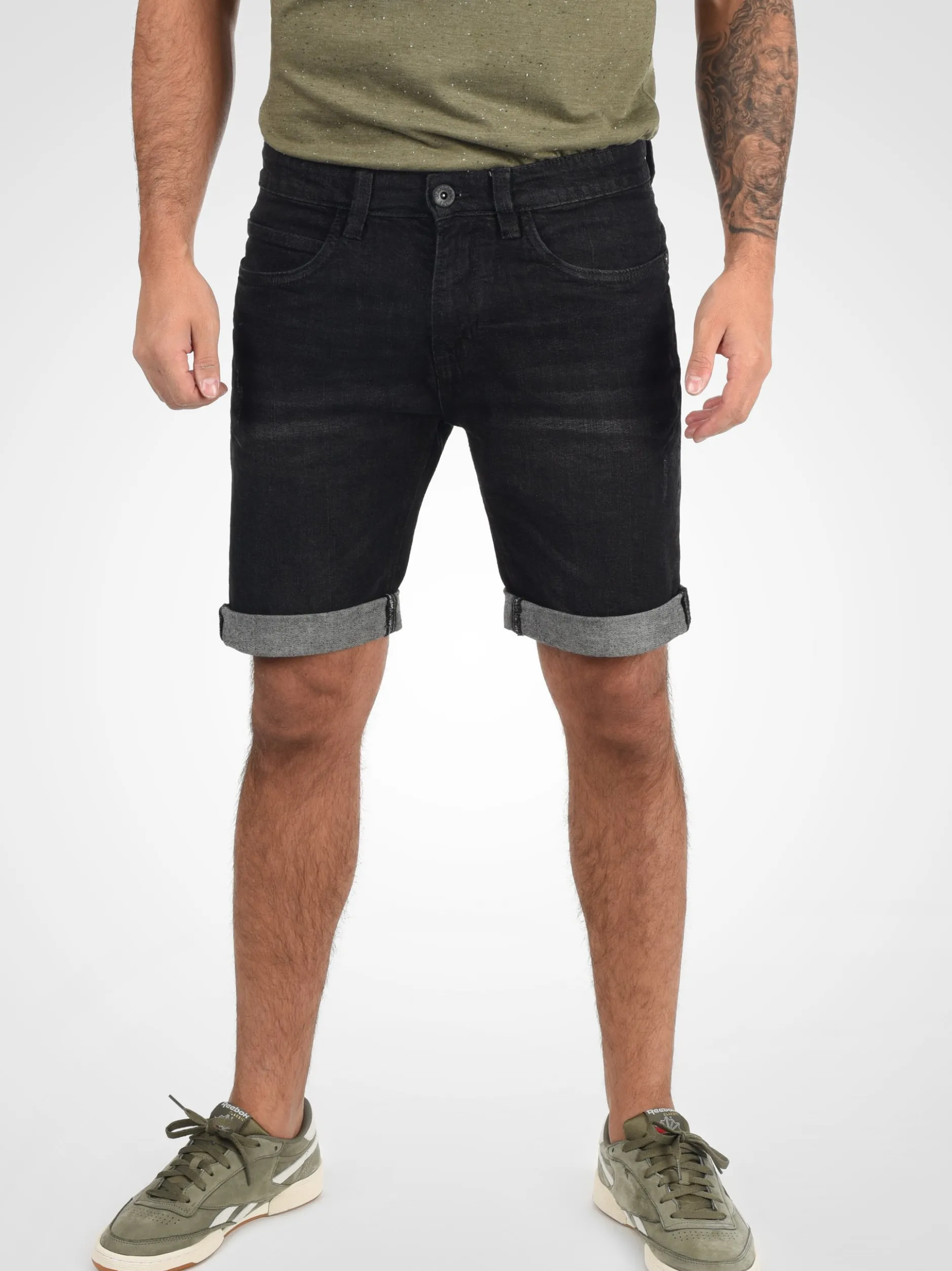 Indicode Herren Jeansshorts - IDQuentin in schwarz
