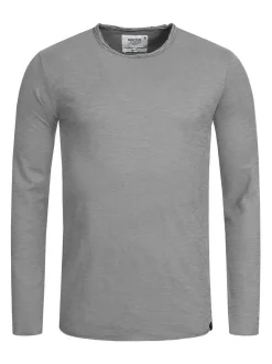 Indicode Herren Langarmshirt - Willbur Longsleeve in hellgrau grau