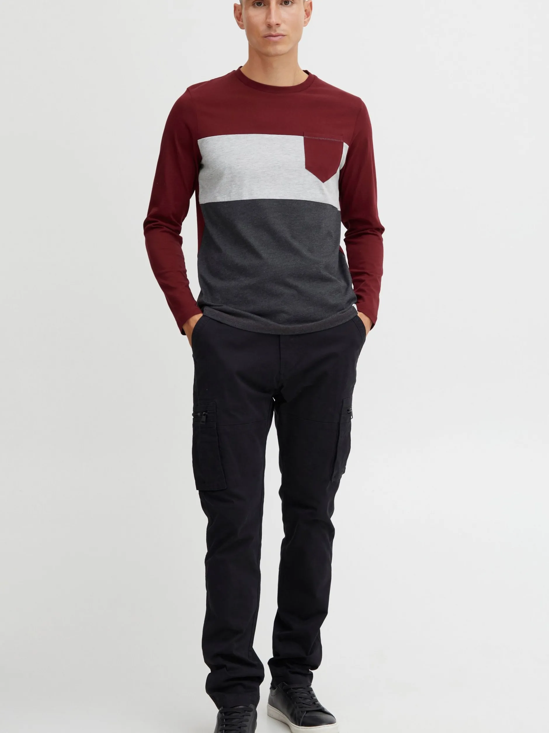Indicode Herren Langarmshirt - IDMatheo in bordeaux