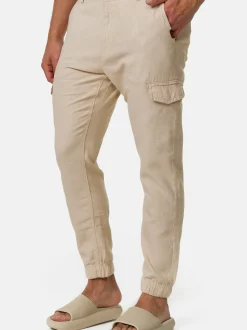 Indicode Herren Leinenhose - Booth in beige sand