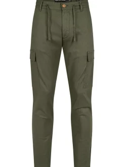 Indicode Herren Leinenhose Cargo - Leonardo in khaki
