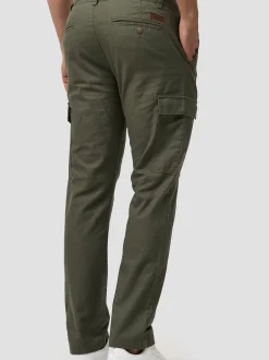 Indicode Herren Leinenhose Cargo - Leonardo in khaki