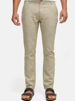 Indicode Herren Leinenhose - INGuy in beige grün