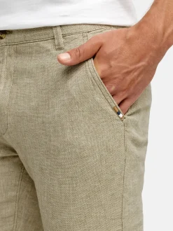 Indicode Herren Leinenhose - INGuy in beige grün
