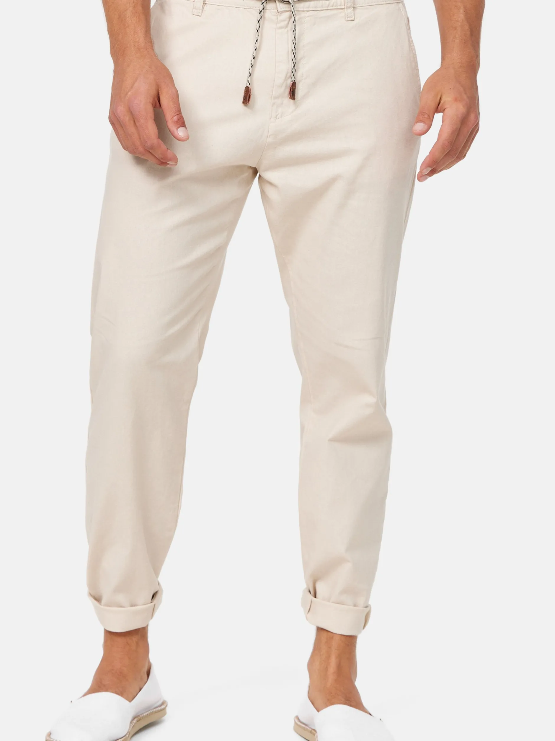 Indicode Herren Leinenhose - Veneto in beige sand