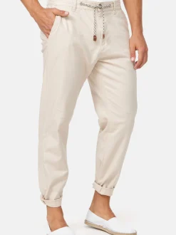Indicode Herren Leinenhose - Veneto in beige sand