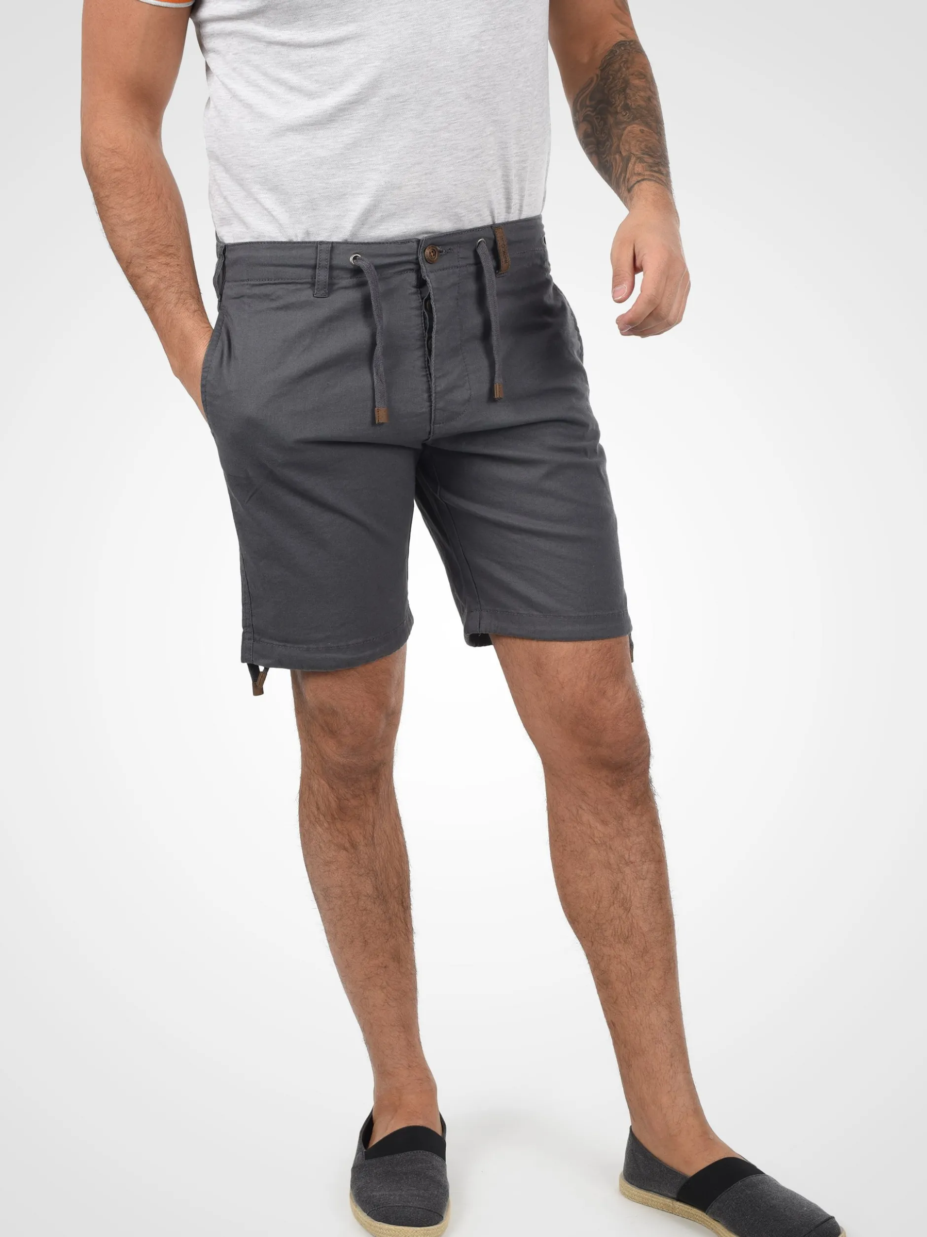 Indicode Herren Leinenshorts - IDMoses in grau