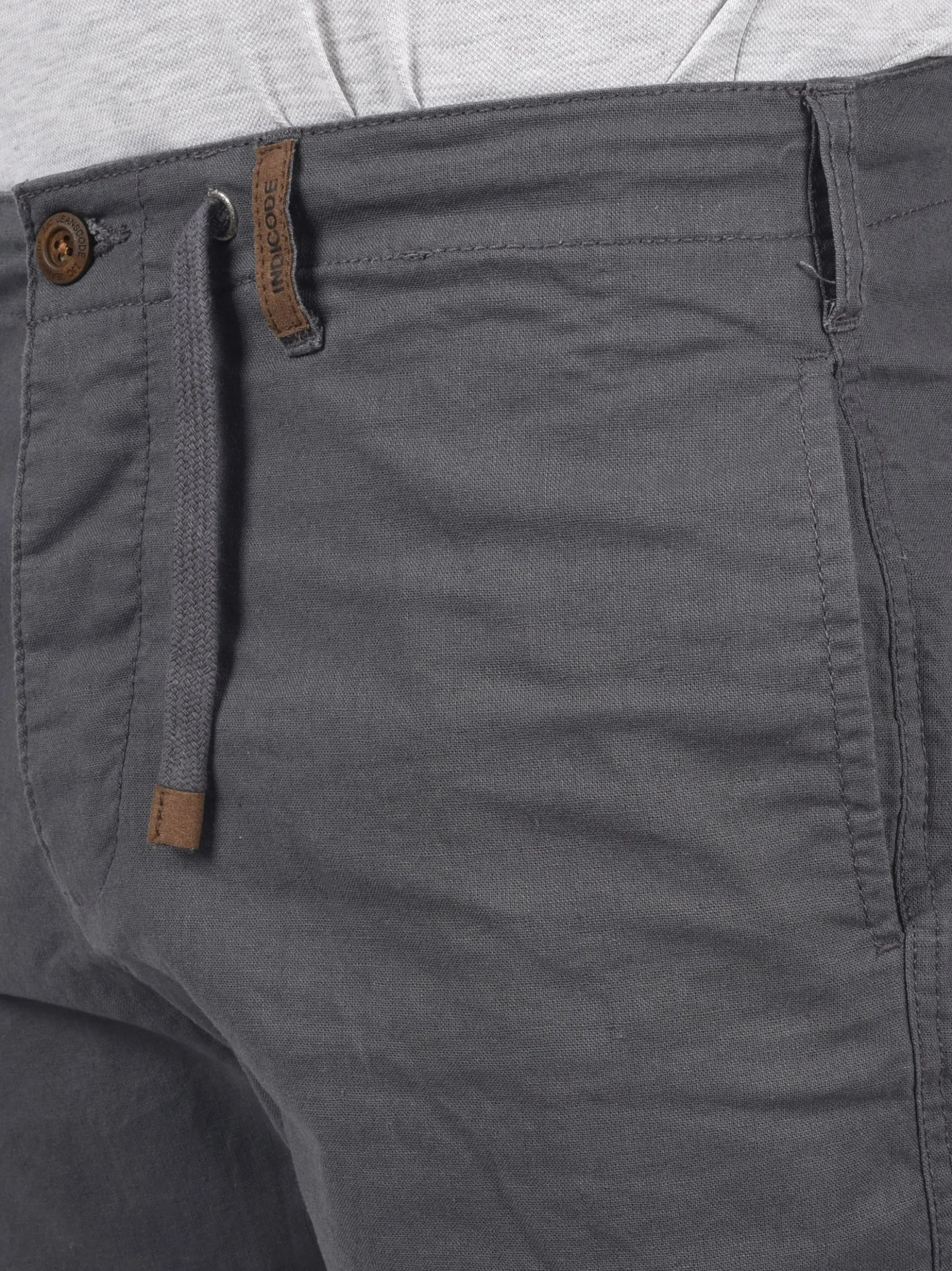 Indicode Herren Leinenshorts - IDMoses in grau