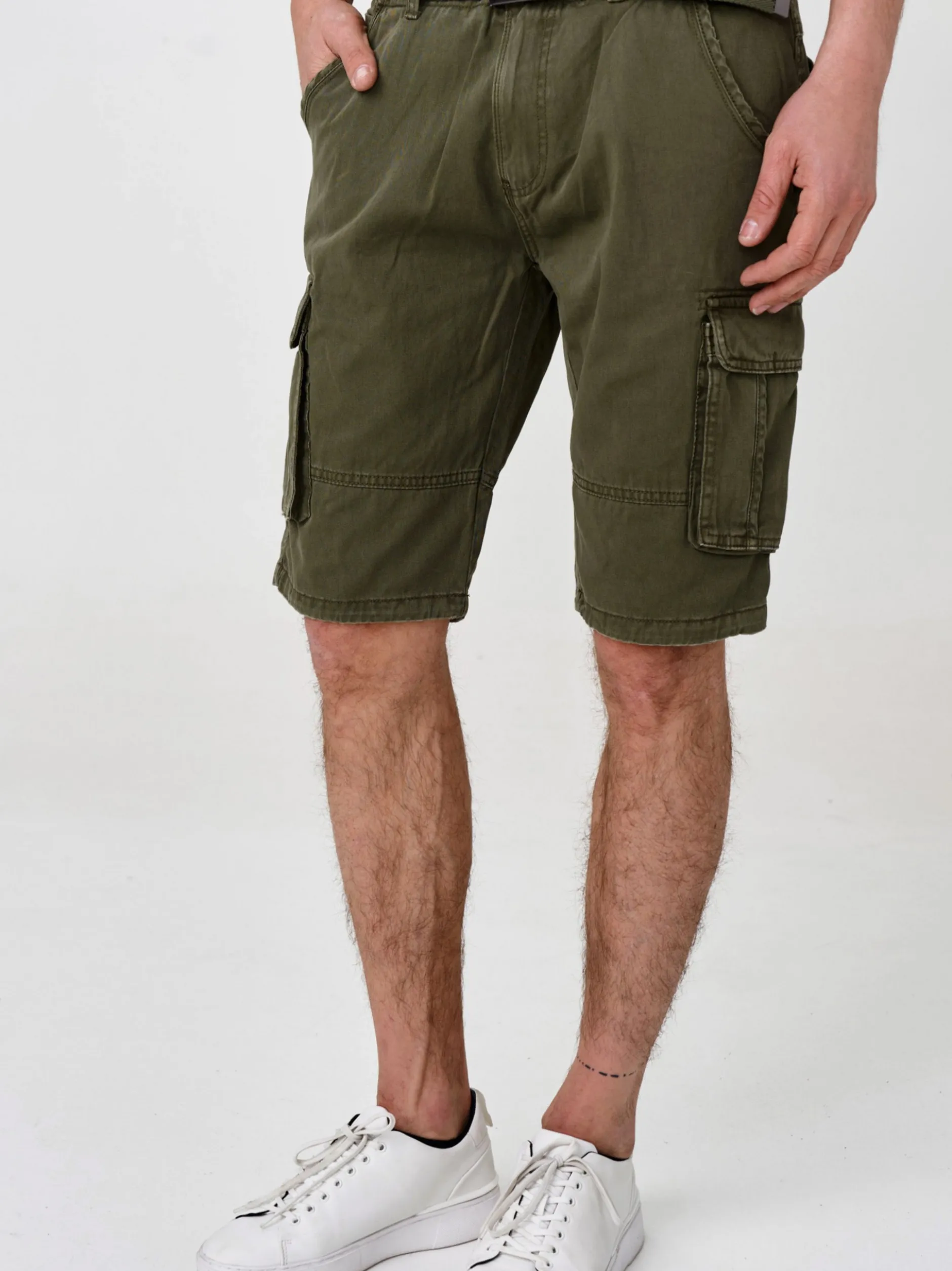 Indicode Herren Shorts Cargo - Blixt in khaki