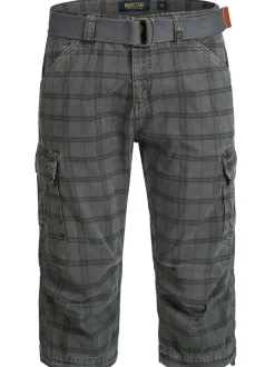 Indicode Herren Shorts Cargo - Nicolas Check in grau mehrfarbig