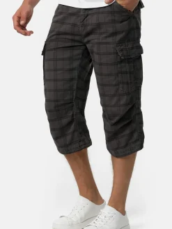 Indicode Herren Shorts Cargo - Nicolas Check in grau mehrfarbig
