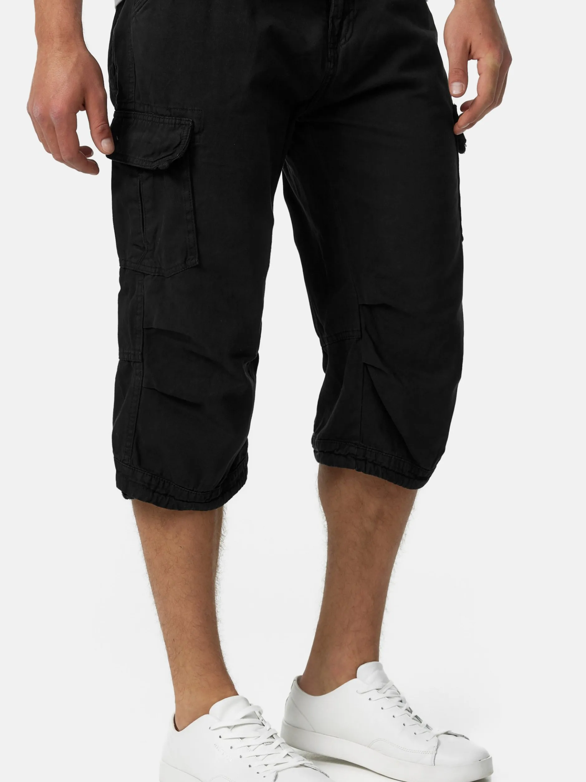 Indicode Herren Shorts Cargo - Nicolas Check in schwarz