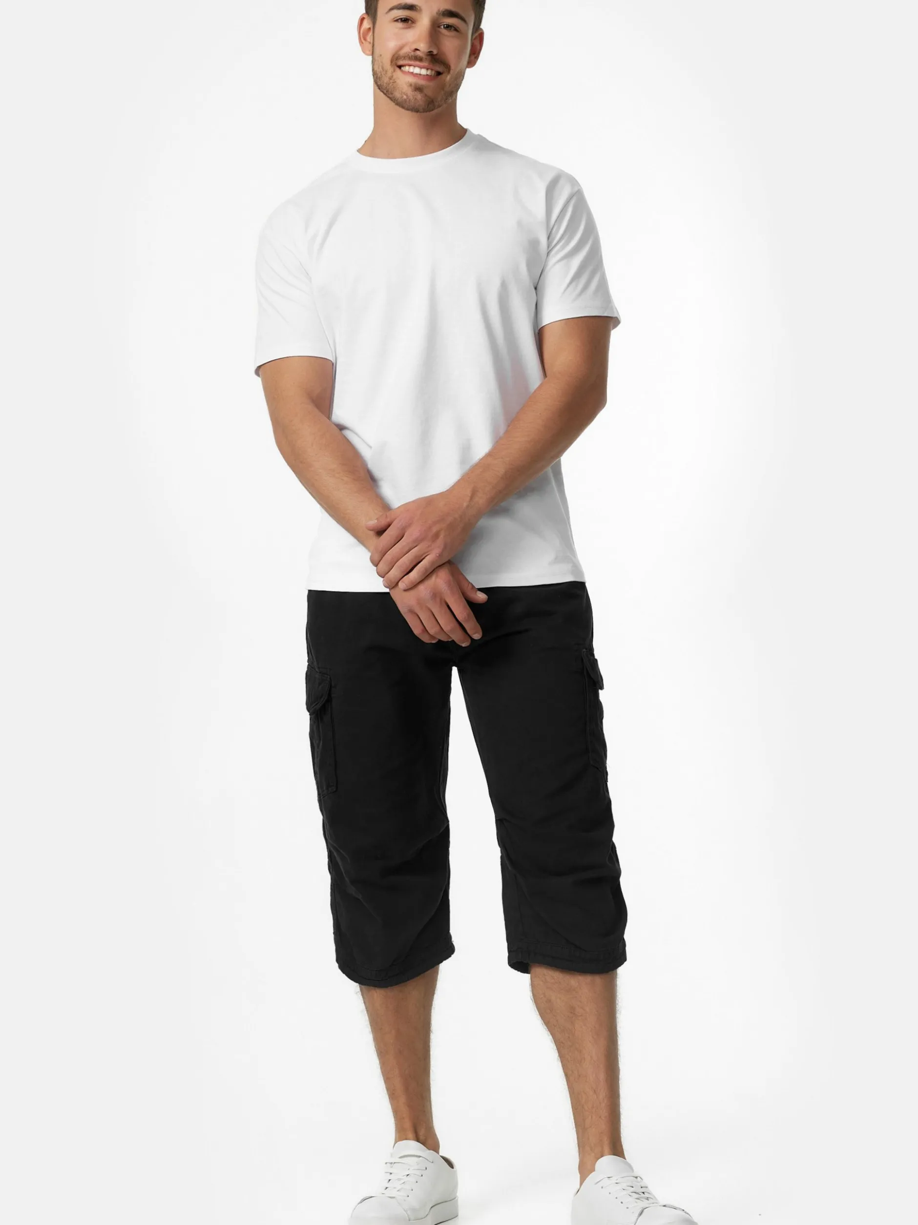 Indicode Herren Shorts Cargo - Nicolas Check in schwarz