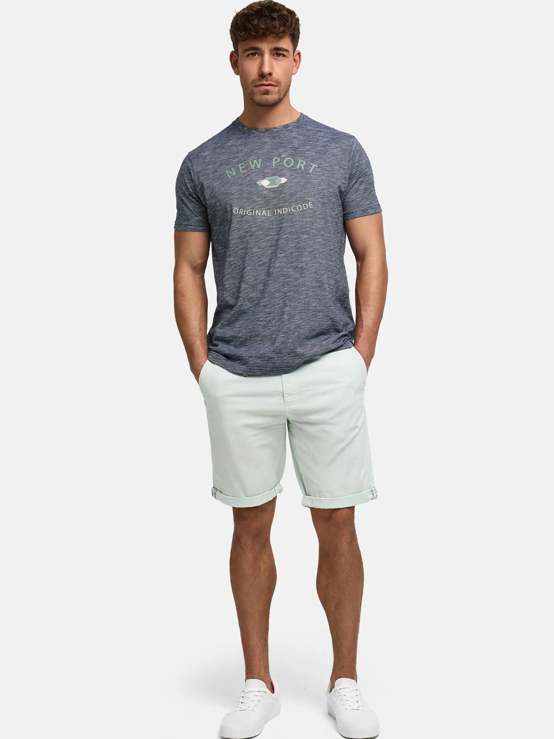 Indicode Herren Shorts Chino - INPifter in türkis hellblau