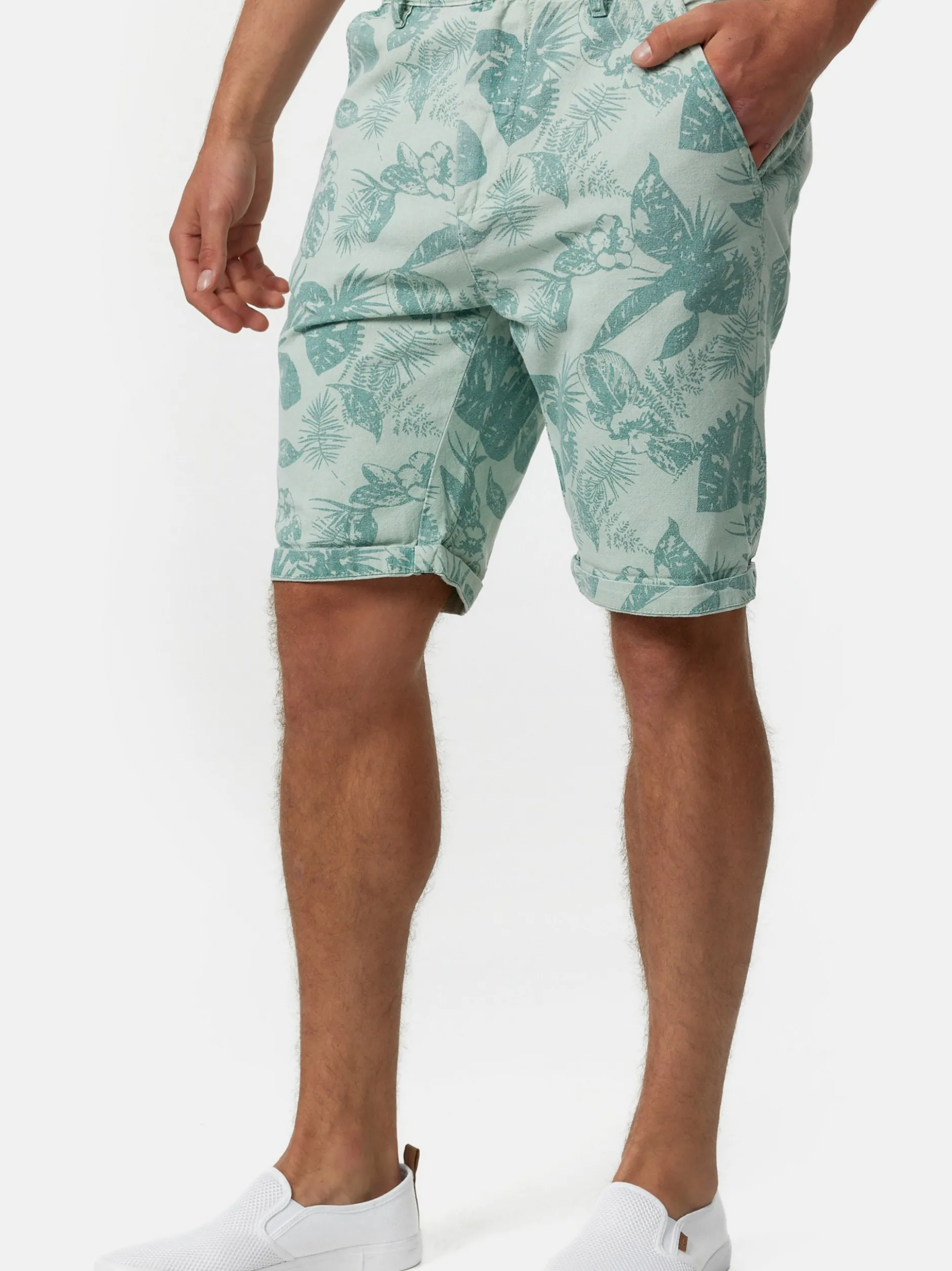 Indicode Herren Shorts Chino - Curtain in mint blau