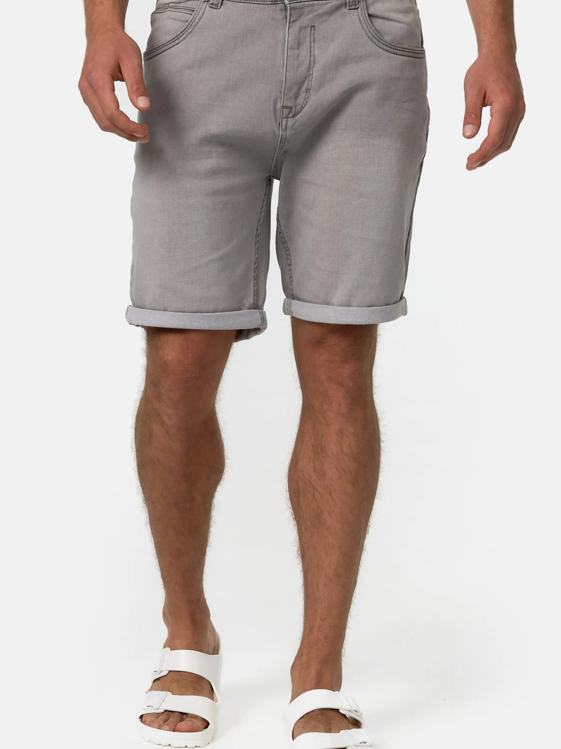 Indicode Herren Shorts Jeans - Lonar in hellgrau grau