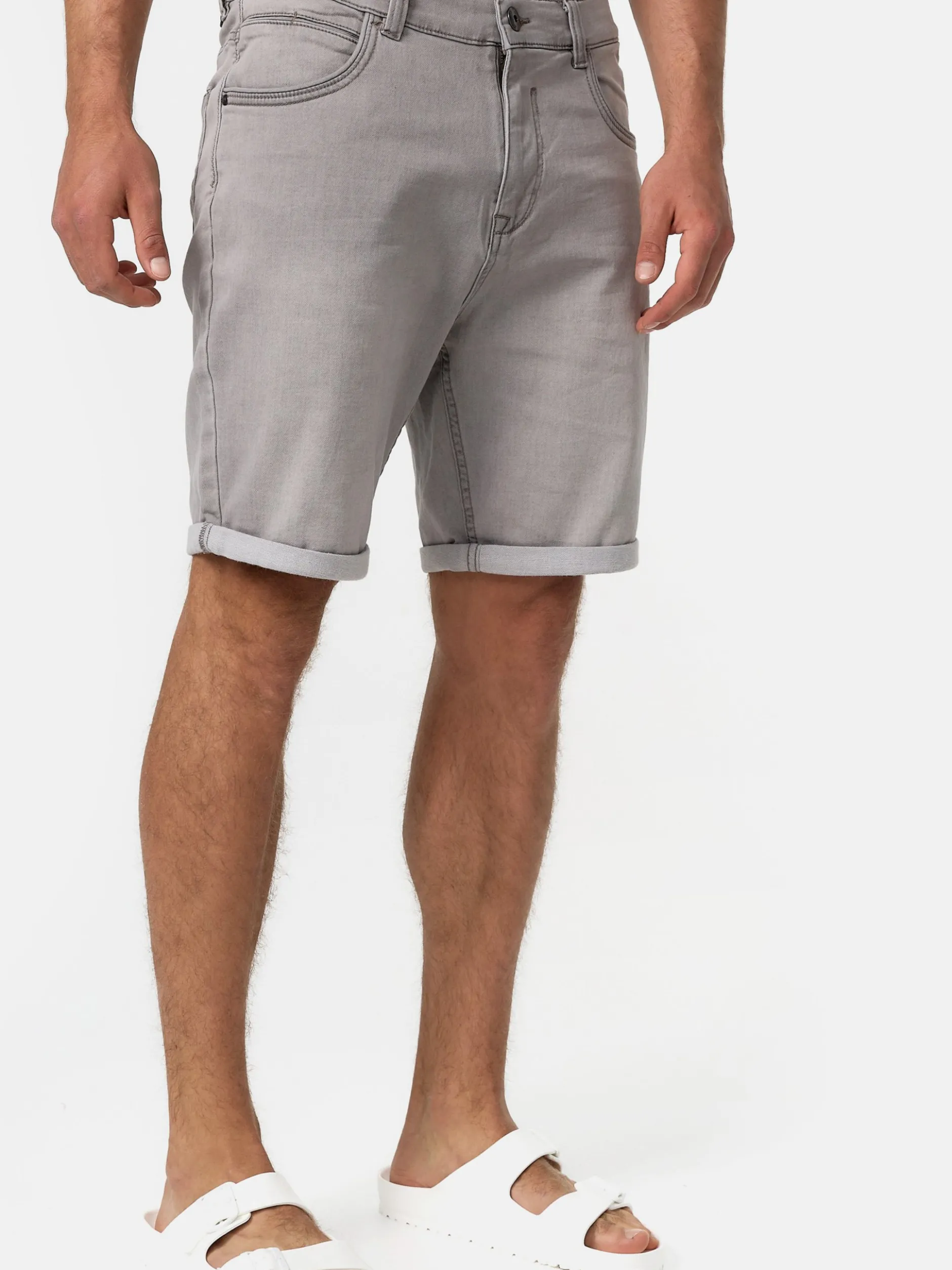 Indicode Herren Shorts Jeans - Lonar in hellgrau grau