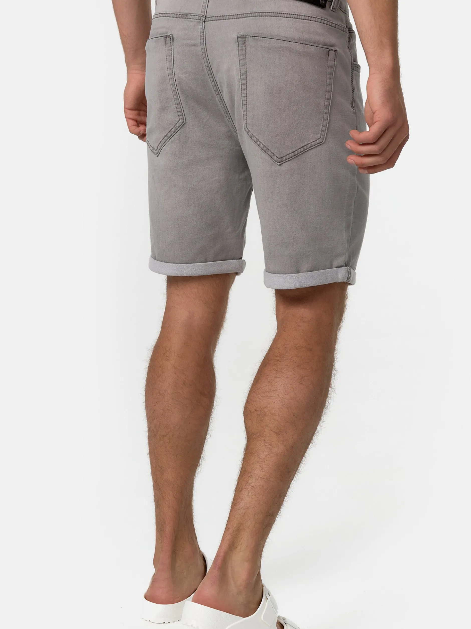Indicode Herren Shorts Jeans - Lonar in hellgrau grau