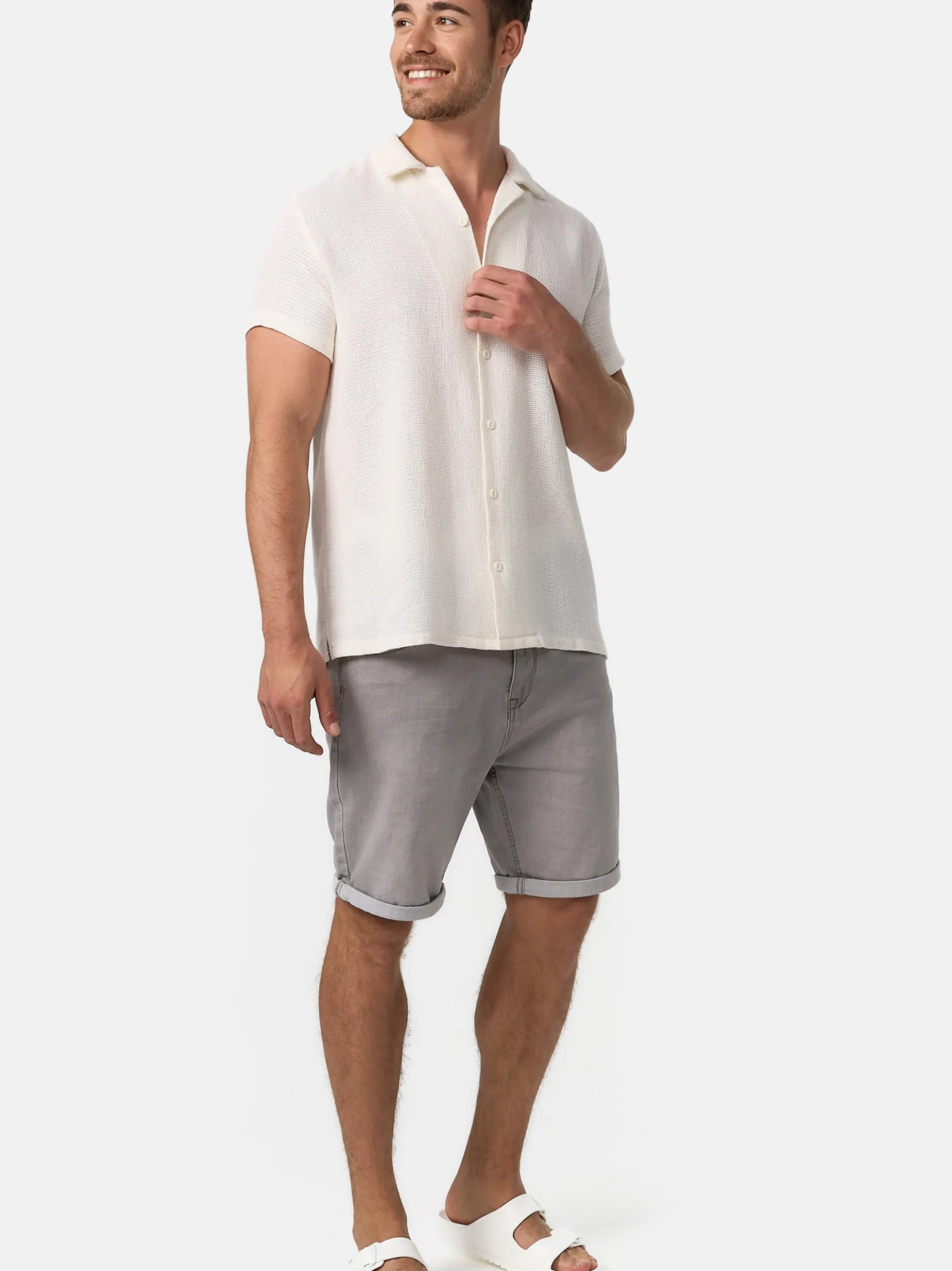 Indicode Herren Shorts Jeans - Lonar in hellgrau grau
