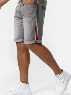 Indicode Herren Shorts Jeans - Fife in hellgrau grau