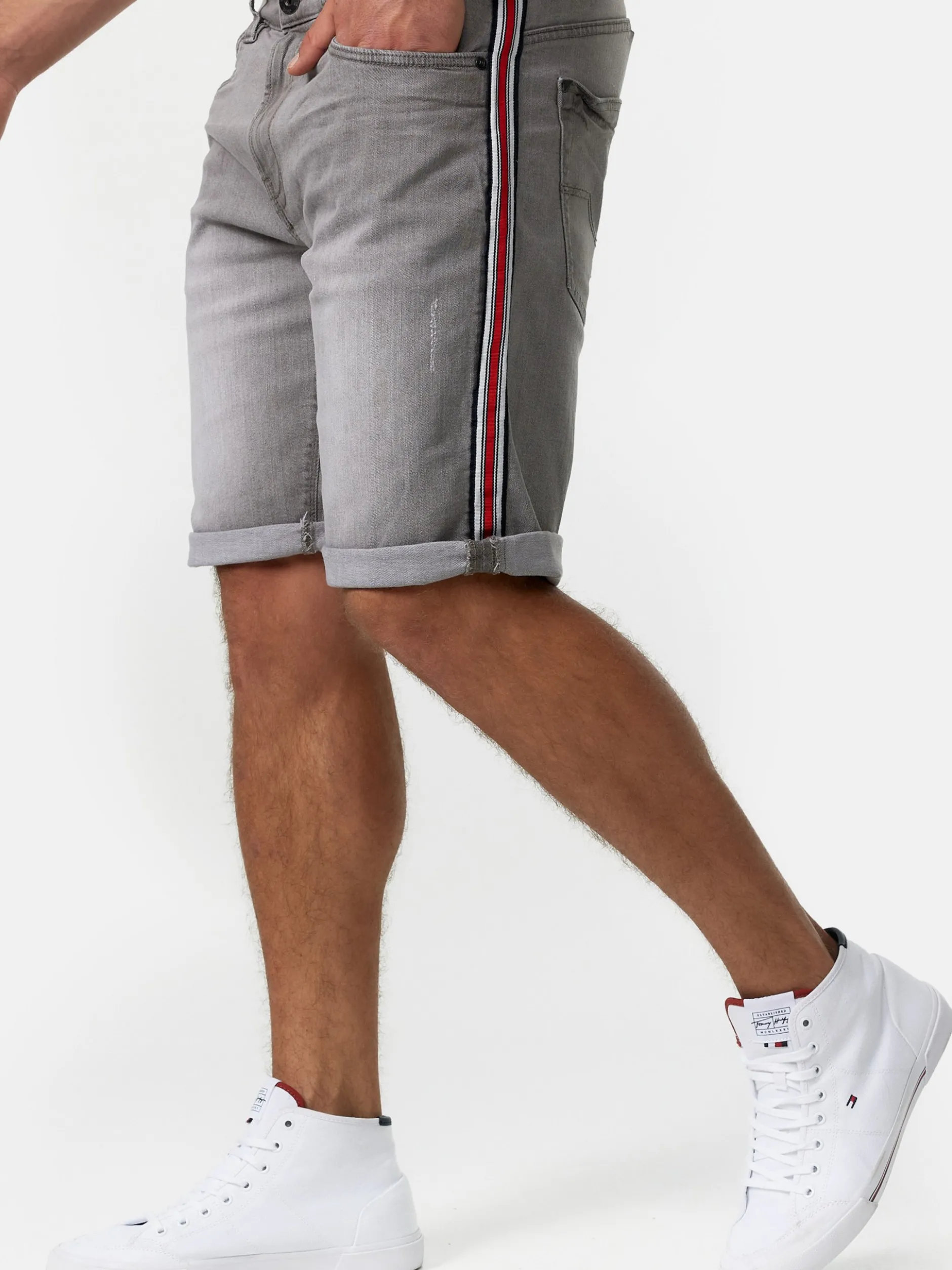 Indicode Herren Shorts Jeans - Fife in hellgrau grau