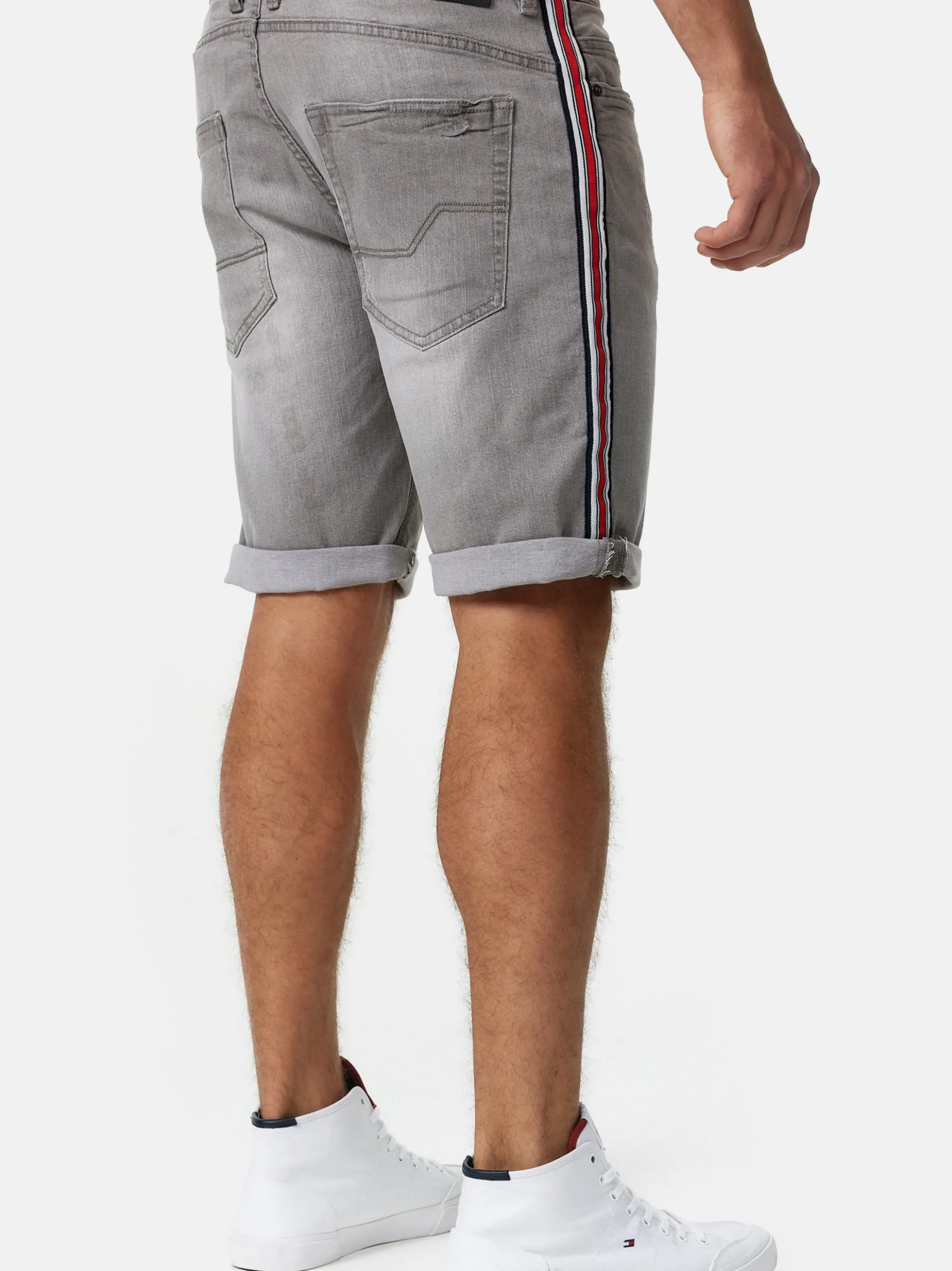 Indicode Herren Shorts Jeans - Fife in hellgrau grau