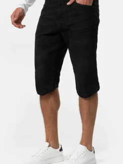 Indicode Herren Shorts Jeans - Jaspar in schwarz