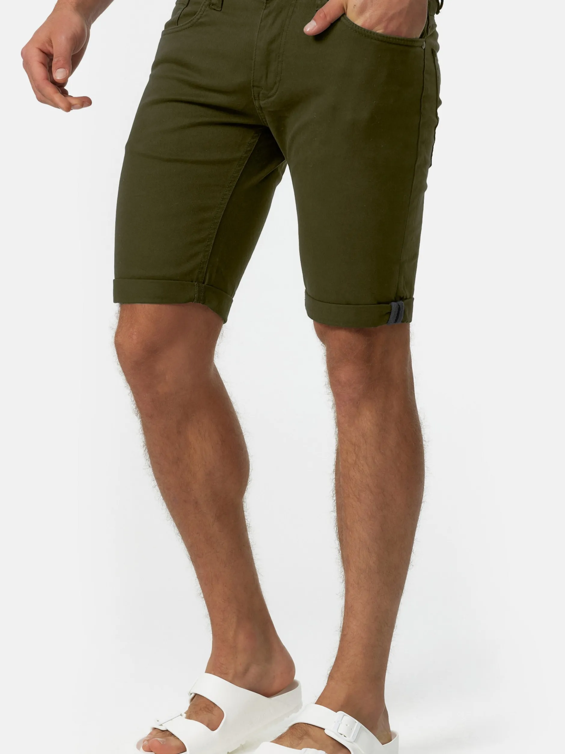 Indicode Herren Shorts Jeans - Villeurbanne in khaki