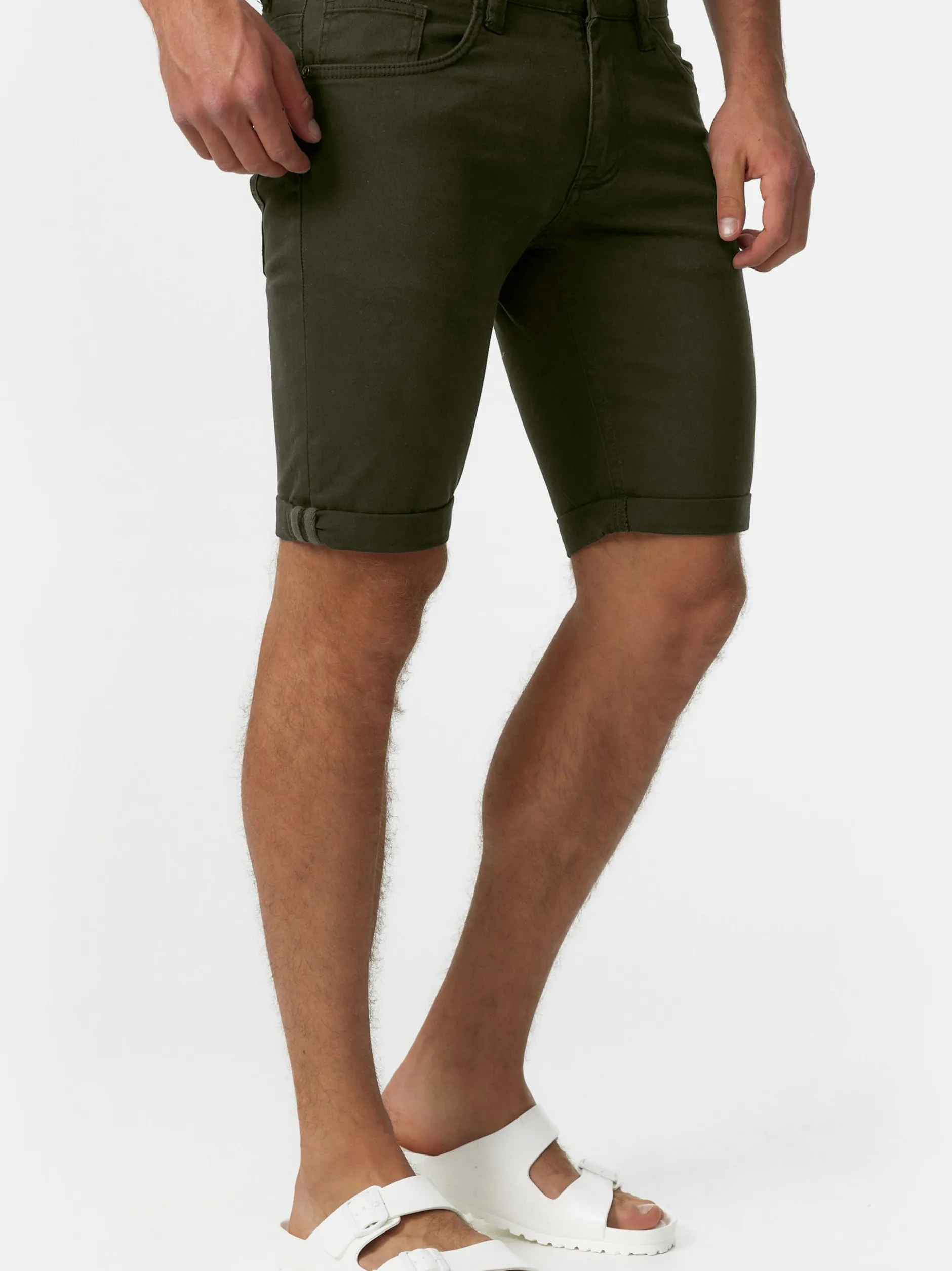 Indicode Herren Shorts Jeans - Villeurbanne in khaki