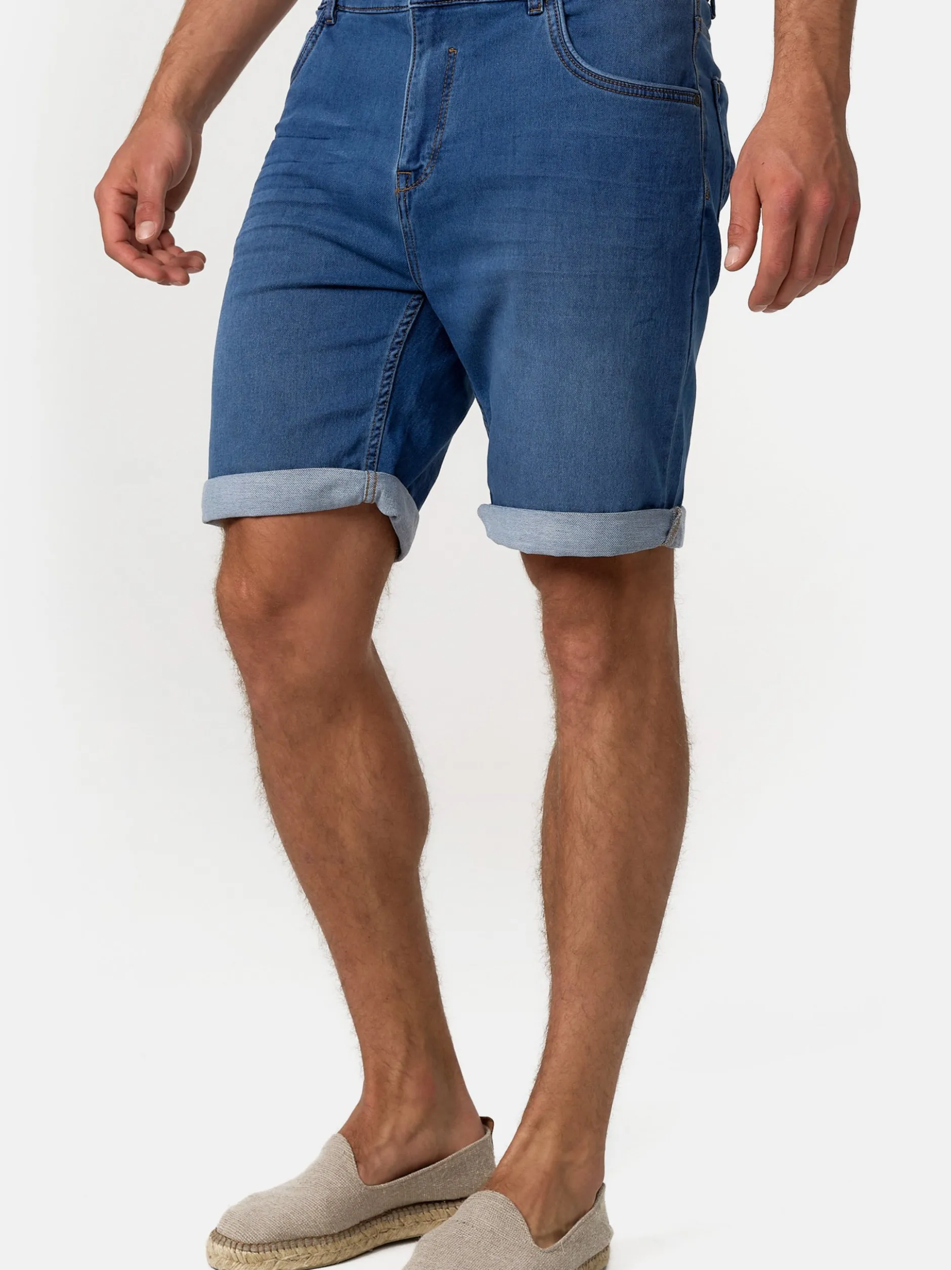 Indicode Herren Shorts Jeans - Lonar in bleached hellblau
