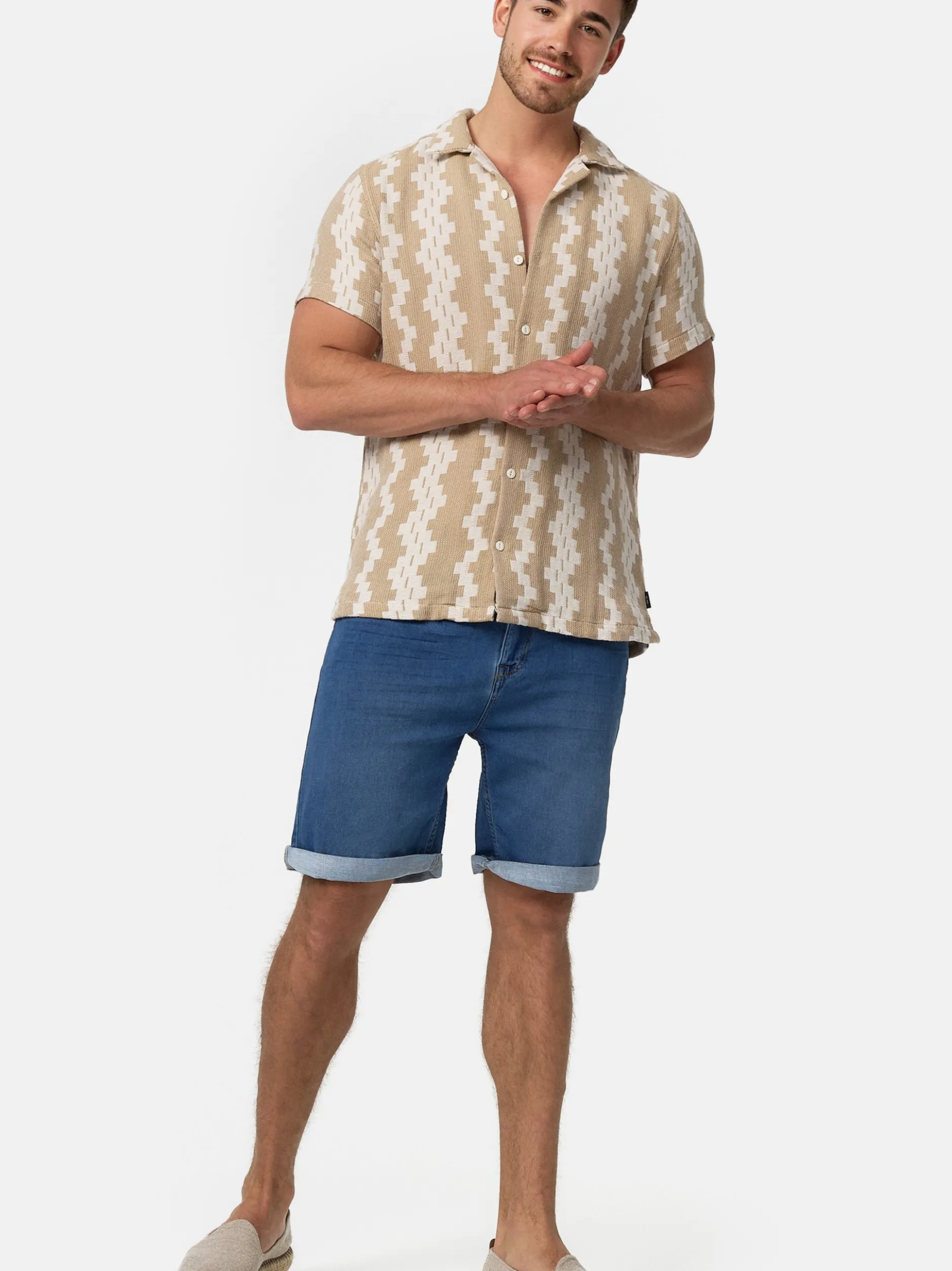 Indicode Herren Shorts Jeans - Lonar in bleached hellblau